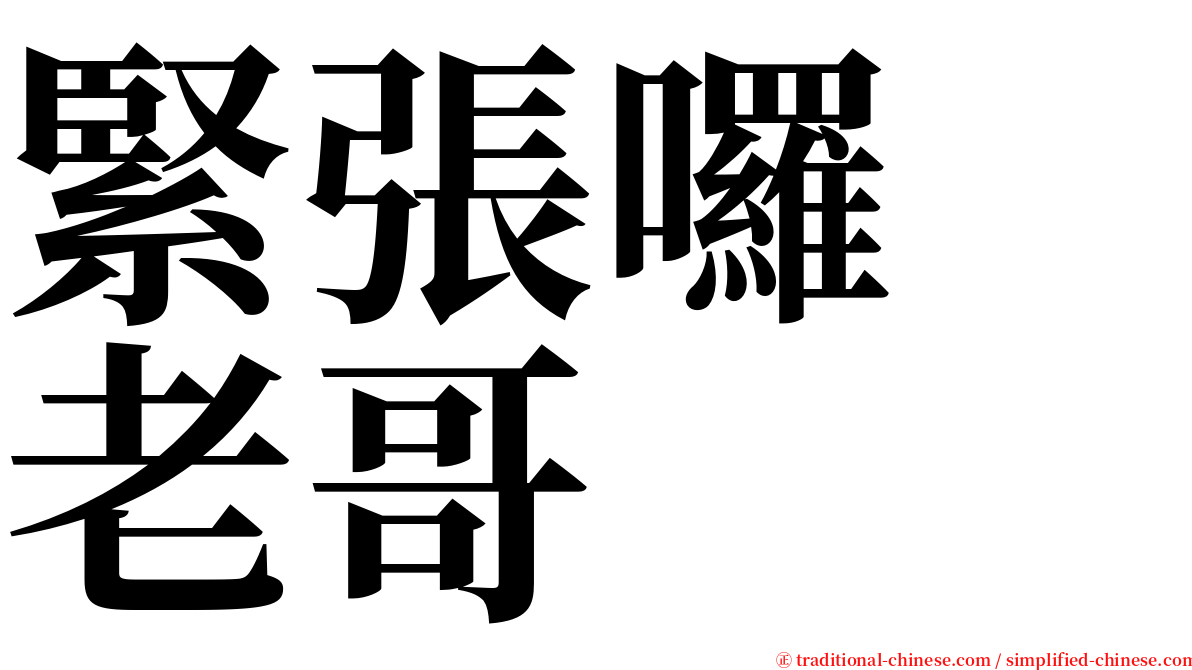 緊張囉　老哥 serif font